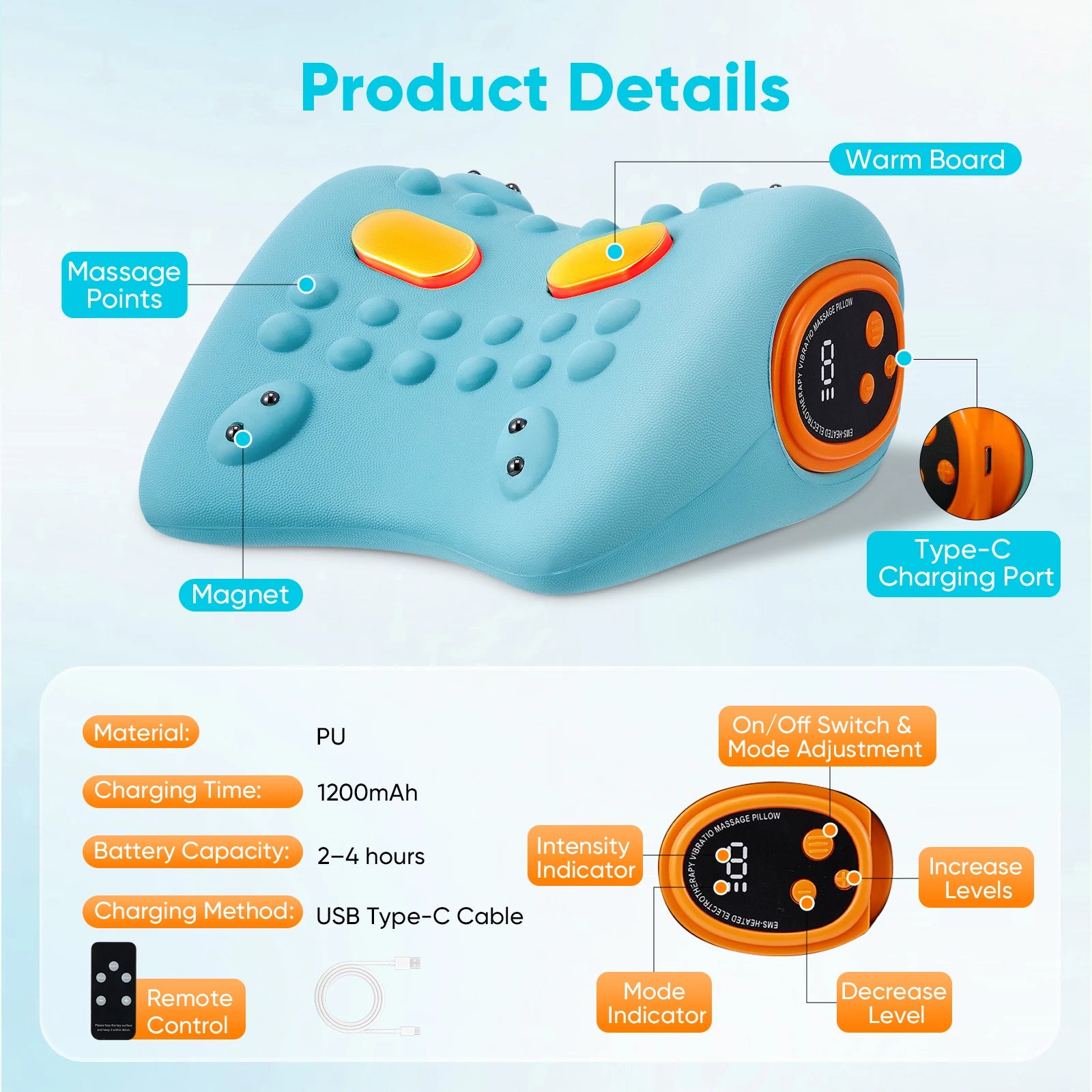 3-in-1 Cervical Neck Massager – EMS, Heat & Vibration Pain Relief Pillow