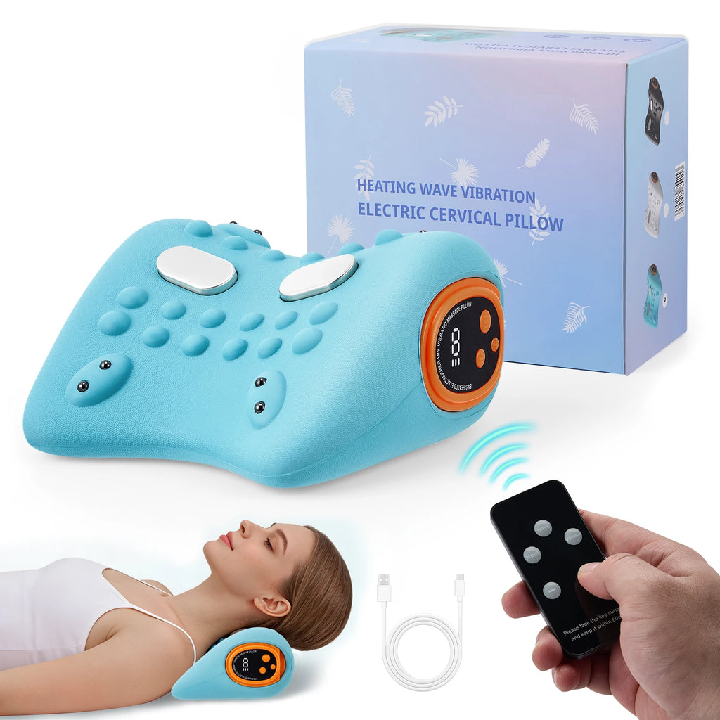 3-in-1 Cervical Neck Massager – EMS, Heat & Vibration Pain Relief Pillow