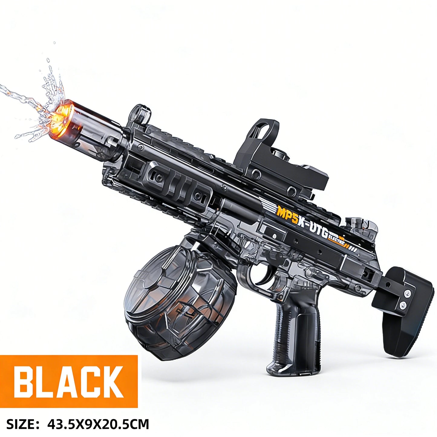 Electric Water Gun Toy with Simulated Firing & Recoil – Auto Sensor, LED Lights