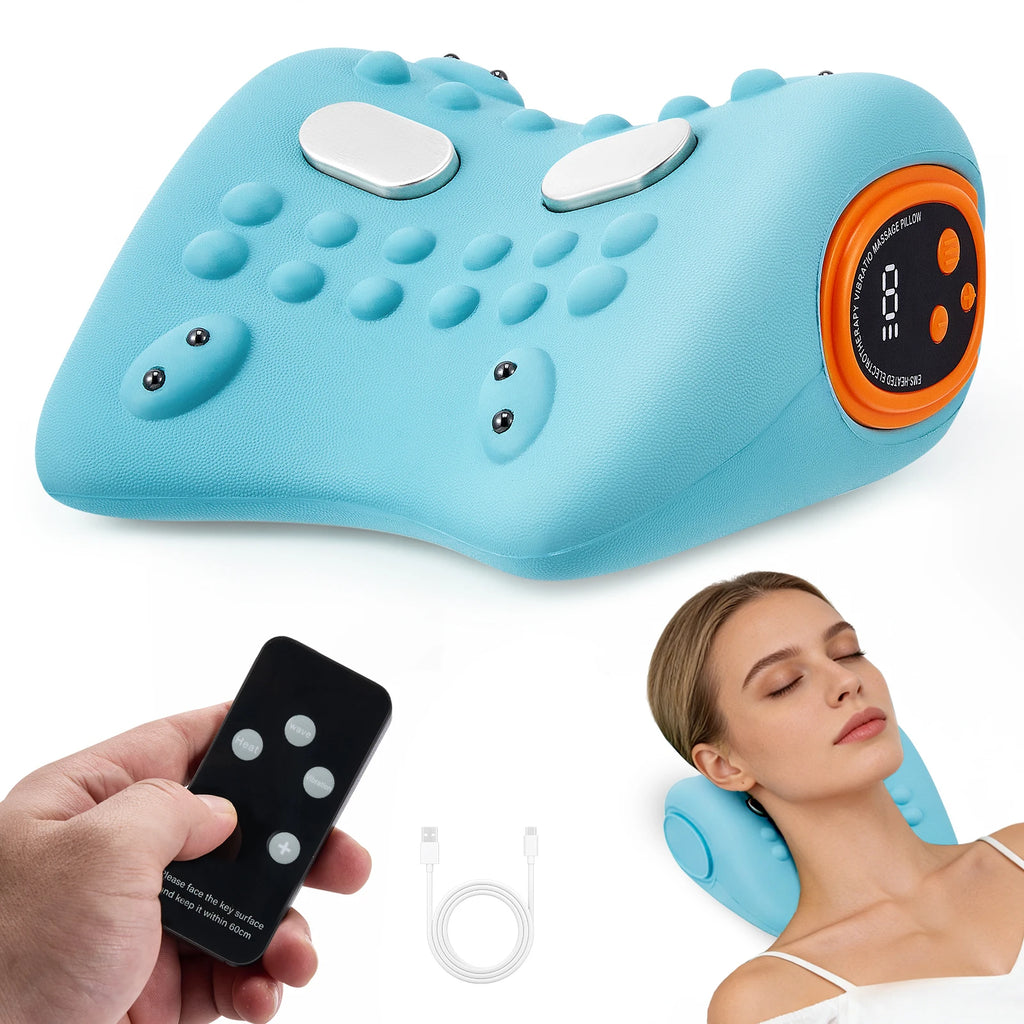 3-in-1 Cervical Neck Massager – EMS, Heat & Vibration Pain Relief Pillow