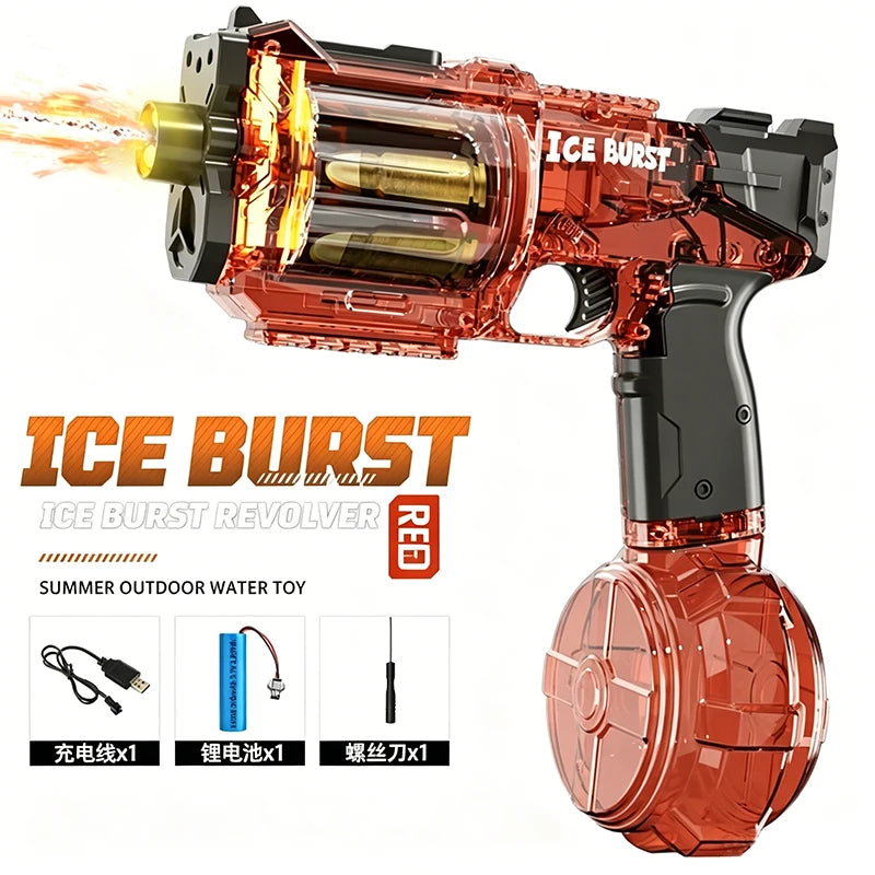 Electric Water Gun Toy with Simulated Firing & Recoil – Auto Sensor, LED Lights