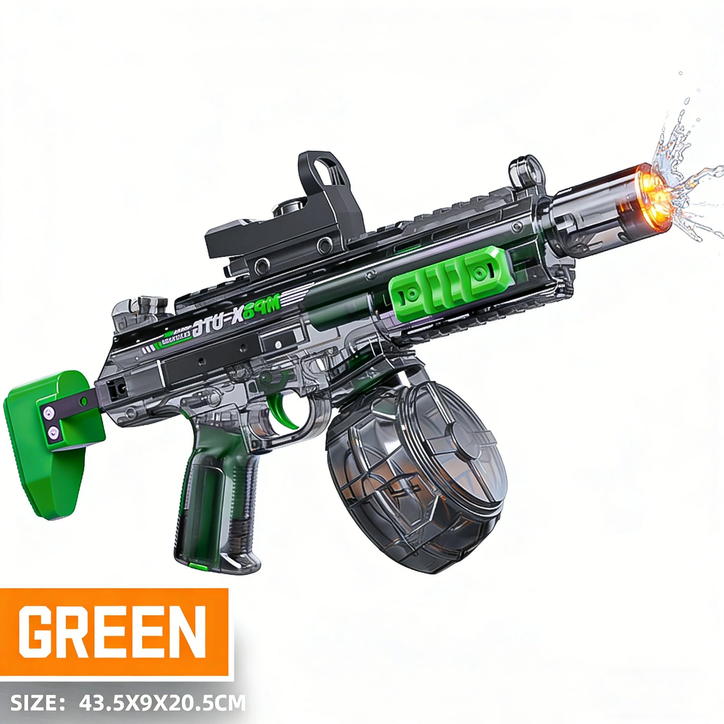 Electric Water Gun Toy with Simulated Firing & Recoil – Auto Sensor, LED Lights
