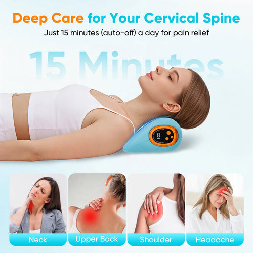 3-in-1 Cervical Neck Massager – EMS, Heat & Vibration Pain Relief Pillow