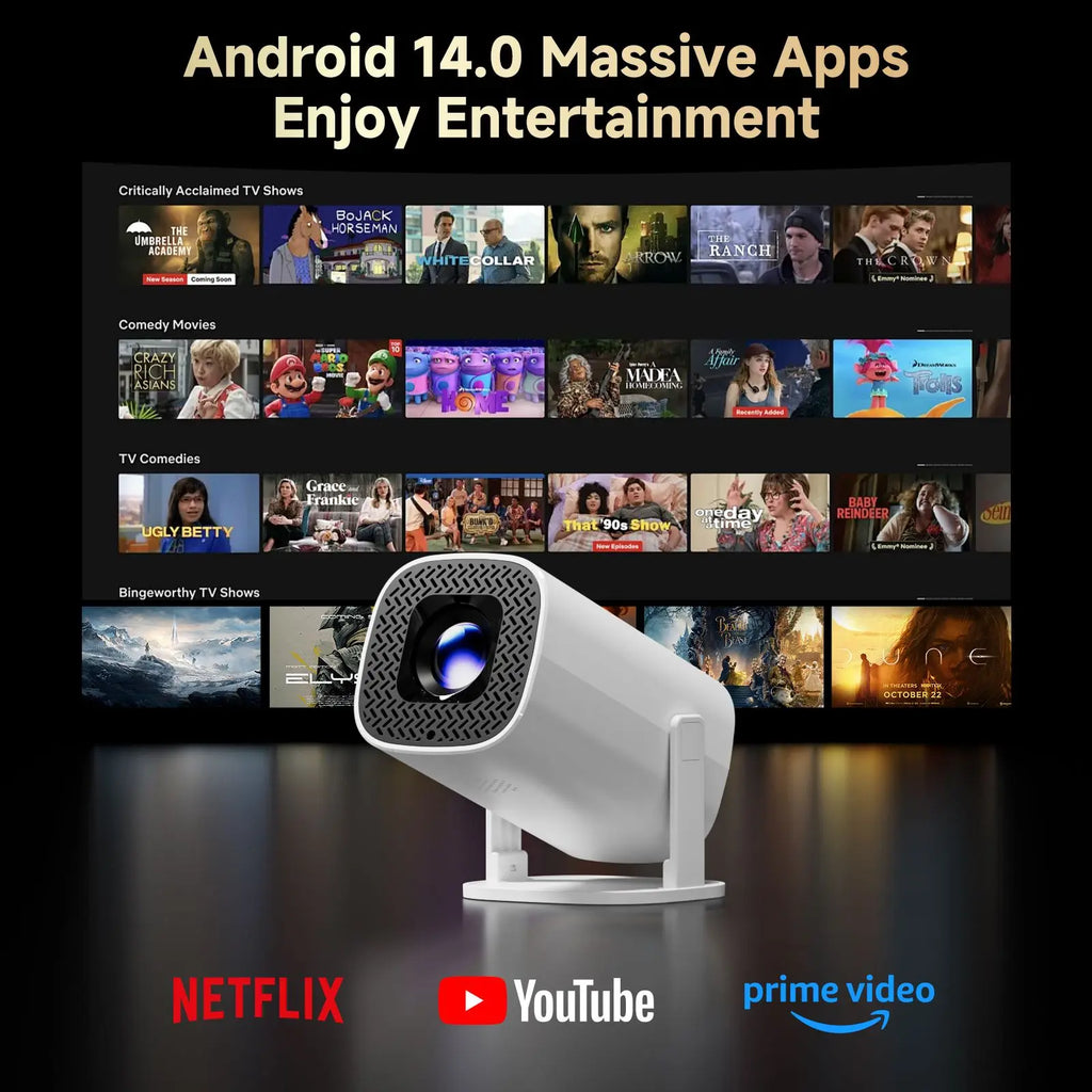 P30 PRO Smart Mini Projector – Android 14, WiFi 6, 4K Support, Bluetooth 5.0
