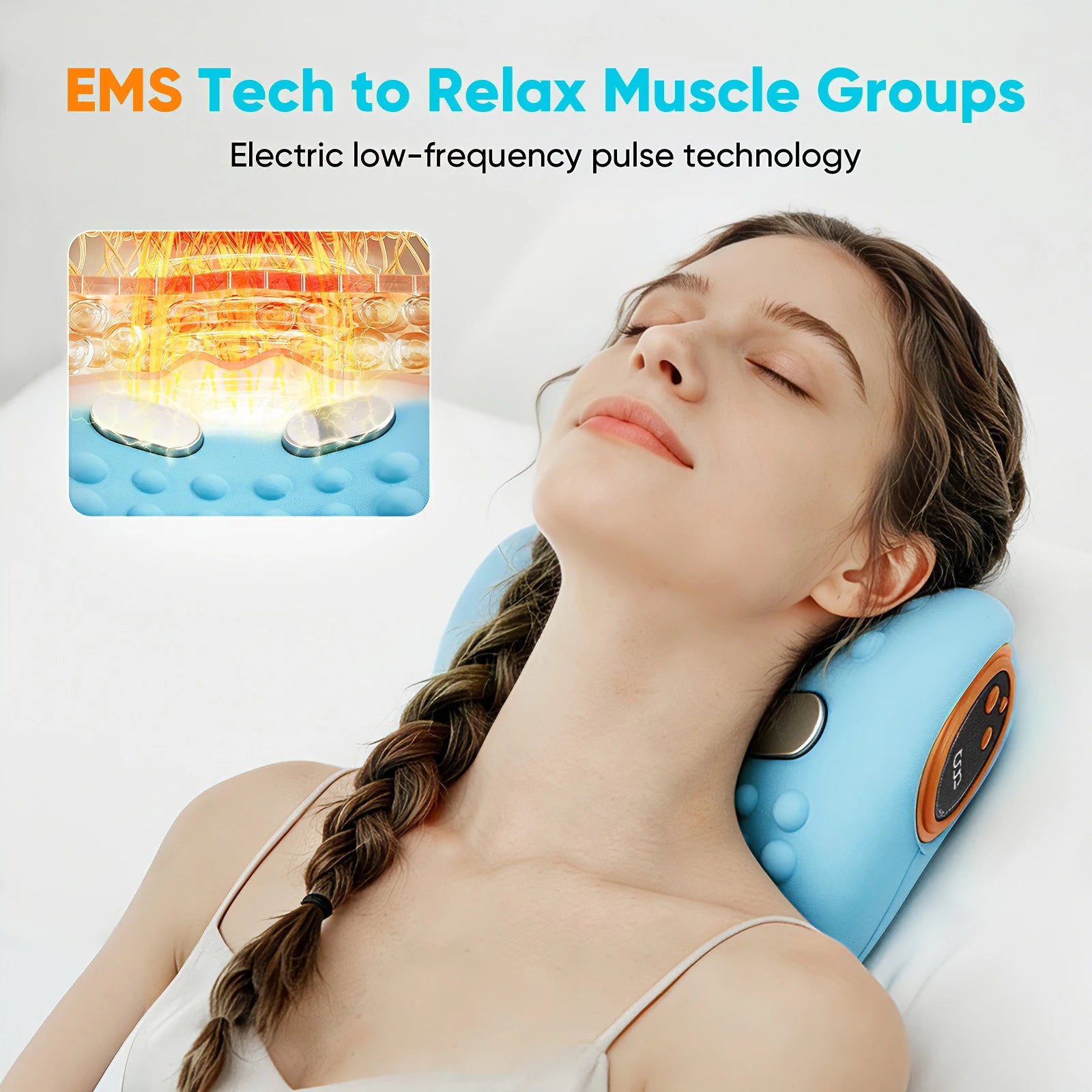 3-in-1 Cervical Neck Massager – EMS, Heat & Vibration Pain Relief Pillow